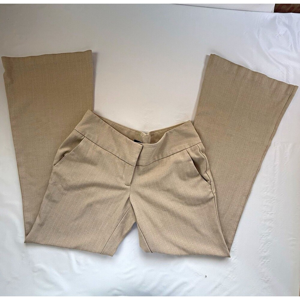 Vintage Y2K Tan Herringbone Metallic Flare Trousers Womens 0 Office Siren⁠